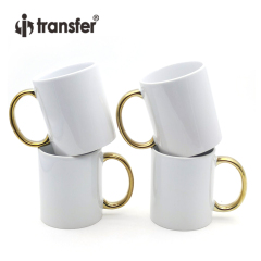 11oz Plated Ceramic Mug-Gold Handle