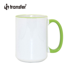 15oz Color Rim Handle Ceramic Mugs