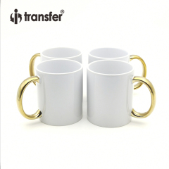 11oz Plated Ceramic Mug-Gold Handle
