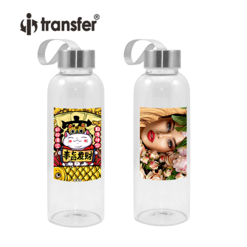 420ml Sublimation Glass Bottle with White Square Patch