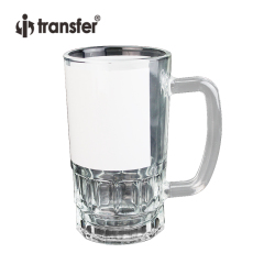 20oz Glass Beer Mug with White Patch