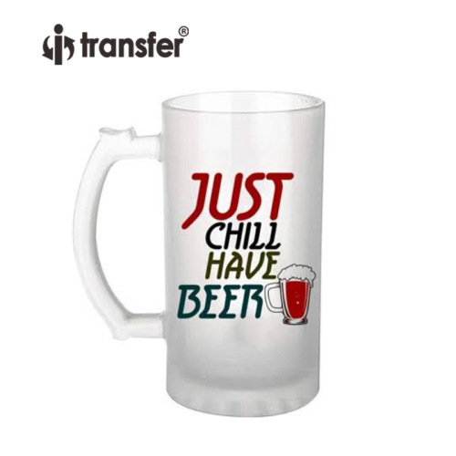 16oz Frosted Sublimation Glass Beer Mug