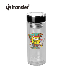 Double Wall Strainer Clear Insulated Sublimation Glass Bottle