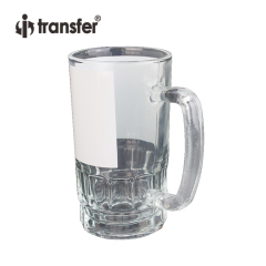 20oz Glass Beer Mug with White Patch