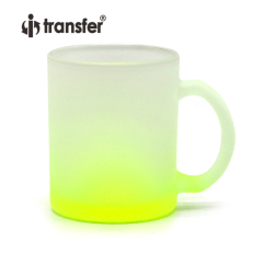 11oz Glass Mug with Button Fluorescent