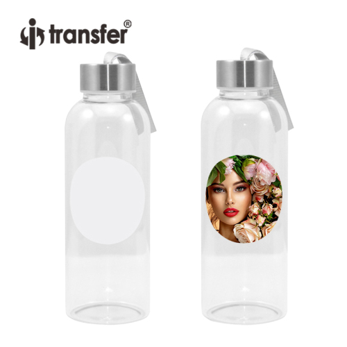 420ml Sublimation Glass Bottle with White Oval Patch