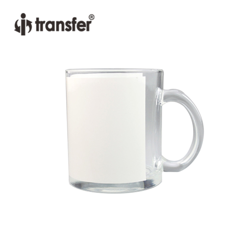 11oz Glass Mug with White Patch