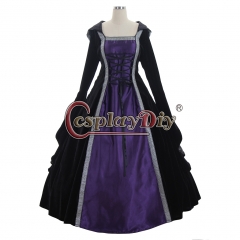 ROCOCO Medieval Victorian Black And purple Dress cosplay costume