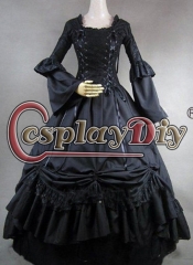 BLACK Renassiance Medieval red ball gown dress