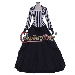 civil war dress black and white striped medieval dress