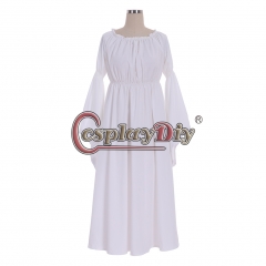 Medieval Renaissance Costume White Chemise Women Long Sleeve Dress