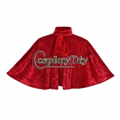 Cosplaydiy Medieval Victorian Velvet Collar Shawl Cloak Short Length Cape Women Girls Wiccca Robe Cloak