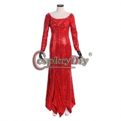 Cosplaydiy Custom Made Elsa Princess Red Fancy Party Dress Princess Mermaid Ariel Red Dress Costume