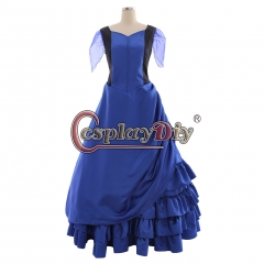 Cosplaydiy Medieval Women Ball Gown Dress Stardust Cosplay Yvaine Blue Gown Dress Cosplay Costume