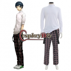 Cosplaydiy Anime Persona 5 Akira Kurusu Men Top T-Shirt Pant Ren Amamiya School Suit Costume