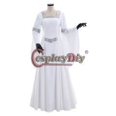 Cosplaydiy Screen White And Silver Medieval Victorian Luxurious Renaissance Dress Retro Women Wedding Dress