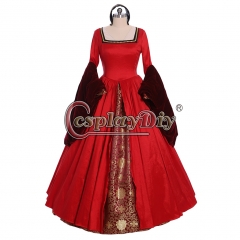 Cosplaydiy Tudor Elizabeth Queeen Cosplay Costume Dress Victorian Tudor Elizabeth Anne Boleyn Red Gown