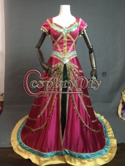 Cosplaydiy 2019 Aladdin Jasmine Princess Red Delux Fancy Dress Women Girls Halloween Princess Outfit