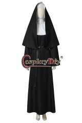 Cosplaydiy The Nun Valak Cosplay Black Valak Demon Nun Virgin Costume The Conjuring Halloween Fancy Dress Outfit Costume Made for Adult