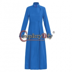 Cosplaydiy Catholic Priests Clergyman Cassock Blue  Robe Gown Clergy robe Vestments Medieval Ritual lady Robe