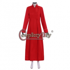 Cosplaydiy Catholic Priests Clergyman Cassock Red  Robe Gown Clergy robe Vestments Medieval Ritual lady Robe