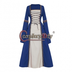 Cosplaydiy Adult's Blue Fancy Dress Gothic Medieval Victorian Dress Ball Gown Dress Costume Cosplay for Carnival Party