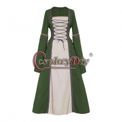 Cosplaydiy Adult's Green Fancy Dress Gothic Medieval Victorian Dress Ball Gown Dress Costume Cosplay for Carnival Party