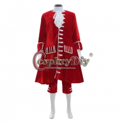 Cosplaydiy rococo colonial medieval men fashion outfit men's red velvet medieval outfit cosplay costume