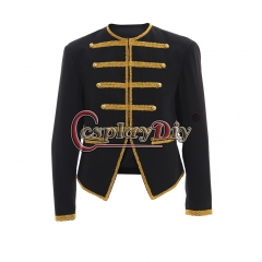 Cosplaydiy Military Parade Jacket black and gold soldier jacket Officer Uniform Coat Adult Men's Halloween Carnival Cosplay Costume