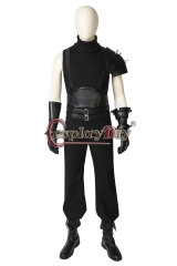 Cosplaydiy Final Fantasy VII Remake Cloud Strife Cosplay Costume Men Black Outfit with Shoes