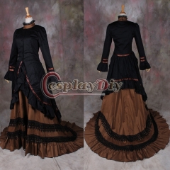 Cosplaydiy Women's Civil War Dress Vintage Medieval Renaissance Victorian Southern Belle Evening Dress Gown Halloween Costume