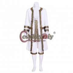 Cosplaydiy Custom Made 18th Century British Prince Costume Mens Rococo White Gentleman Costume England Renaisssance Outfit