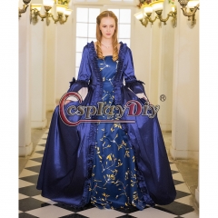 18th Rococo Marie Antoinette Baroque blue print dress