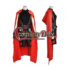 Cosplaydiy Anime RWBY 3 Ruby Rose Cosplay Unisex Battle Uniform Costume With Red Cloak Cape Halloween Party