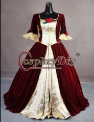 Cosplaydiy Beauty and the Beast Belle RED Dress For Christmas ball gown dress Custom Made