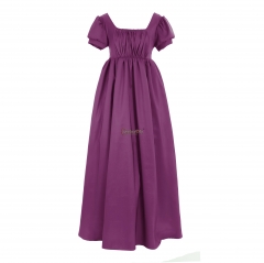 Cosplaydiy Simple Purple Regency style dress lady High Waistline Tea Gown Dress medieval dress custom made
