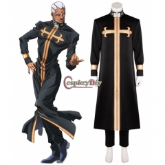 Cosplaydiy Jojo's Bizarre Adventure/Stone Ocean Anime Enrico Pucci Cosplay Costume Windbreaker+Pants Suit