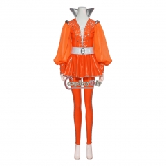 Cosplaydiy Mamma Mia! Orange Women Jumpsuit Retro 60s 70s Disco Performance Suit Hippie Singer Nightclub Lady Costume