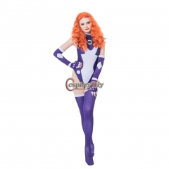 Cosplaydiy Starfire Cosplay Costume Woman Female Sexy Starfire Bodysuit