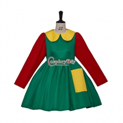 Cosplaydiy La Chilindrina Red Sleeved Green dress cosplay costum