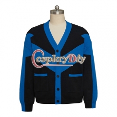 Nightwing Cosplay Costume Adult Women Men Classic Knitted Cardigan Sweater Halloween Role Play Coat