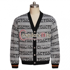 JOJO's Bizarre Adventure Anime Cosplay Costume Knitted Cardigan Sweater for Men Theme Party Role Play Coat