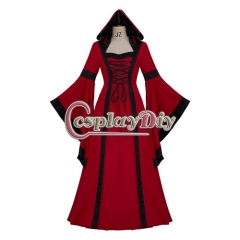 Medieval Dress Women's Vintage Renaissance Gothic Clothing with Trumpet Sleeves Halloween Evening Party Ball Gown