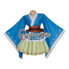 Zelda Link Kimono Role Play Costume Japanese Haori with Skirt Waistband Halloween Carnival Party Women's Suit