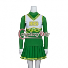 Senior Year Rebel Wilson Cosplay Cheerleader Uniform HHS Green Long Sleeve Crop Top with Mini Skirt Set Cheerleading Suits