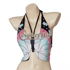 Anime Ghost Slayer Blade Cosplay Costumes Women Sexy Halter Neck Bikini Butterfly Bustier Halloween Party Corset Tops