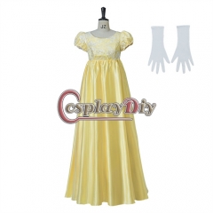 Bridgerton Dress Penelope Featherington Cosplay Costume Regency Era Ball Gown Women's Yellow High Waistline Party Dresses