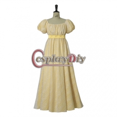 Victorian Regency Dress Women's Puff Sleeve High Waist Tea Party Ball Gown Jane Austen Cosplay Costume