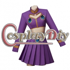 Anime Giorno Giovanna Cosplay Costume Women's Purple Crop Top with Mini Skirt Halloween Costume Outfit