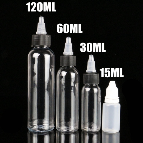 Tattoo Empty Ink Bottle Plastic Twist Cap Tattoo Ink Pigment Clear Bottle Supply For Tattoo Ink